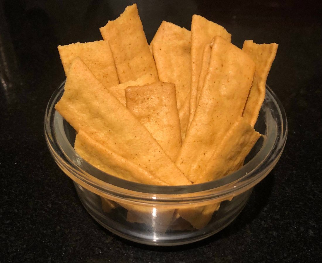 A successful chickpea snack recipe trial shown in a glass bowl
